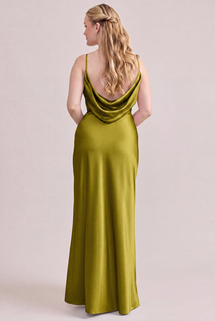 Nadia Satin Dress | Made To Order | Chartreuse