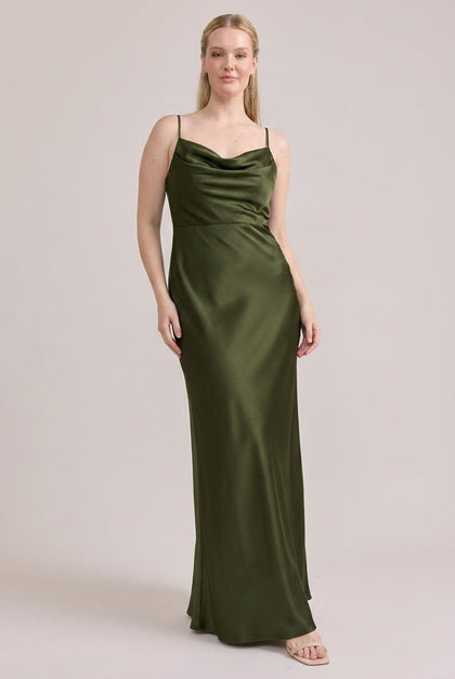 Nadia Satin Dress | Made To Order | Deep Olive