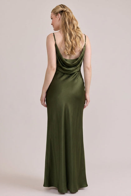 Nadia Satin Dress | Made To Order | Deep Olive