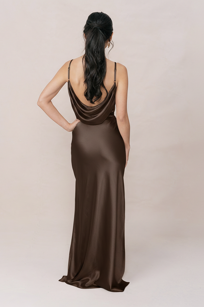 Jade Satin Dress | Made To Order | Espresso