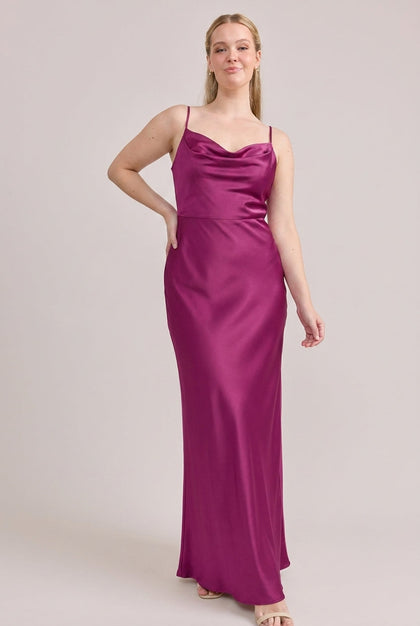 Nadia Satin Dress | Fuchsia