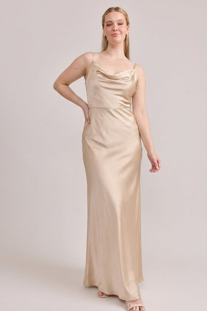 Nadia Satin Dress | Made To Order | Gold Champagne