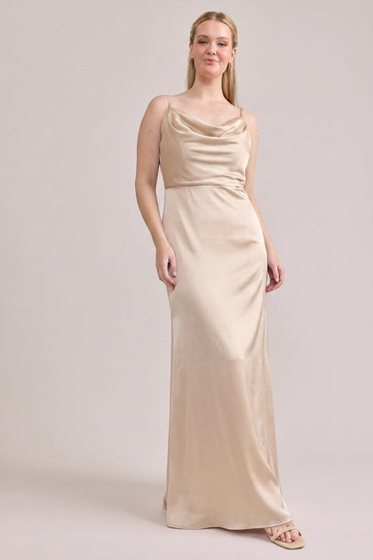 Nadia Satin Dress | Made To Order | Gold Champagne