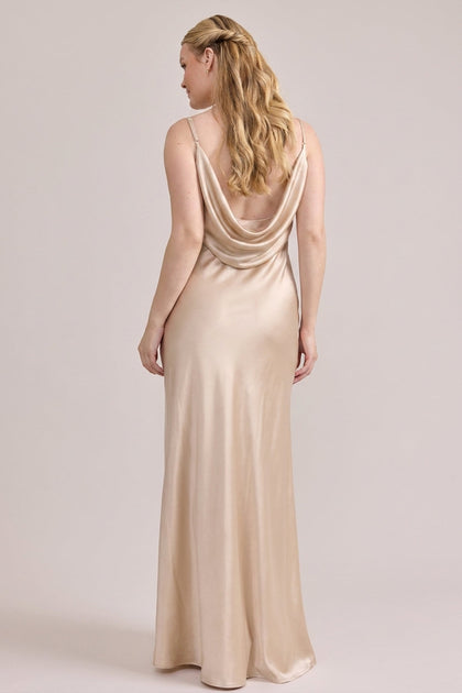 Nadia Satin Dress | Gold Champagne