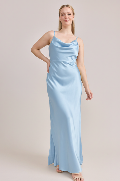 Nadia Satin Dress | Made To Order | Light Blue
