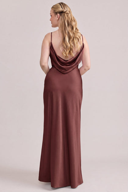 Nadia Satin Dress | Mahogany