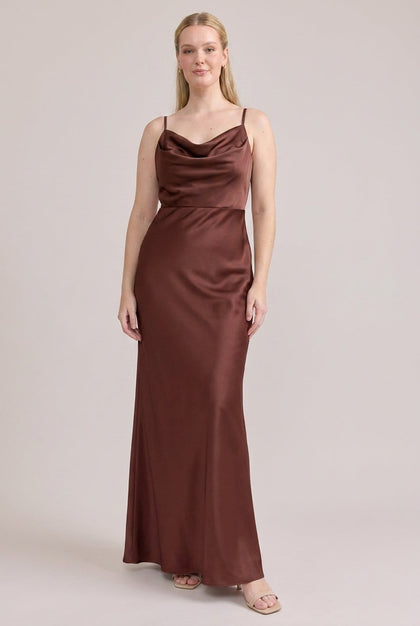 Nadia Satin Dress | Made To Order | Mahogany
