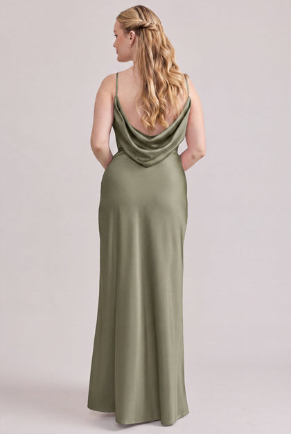 Nadia Satin Dress | Moss