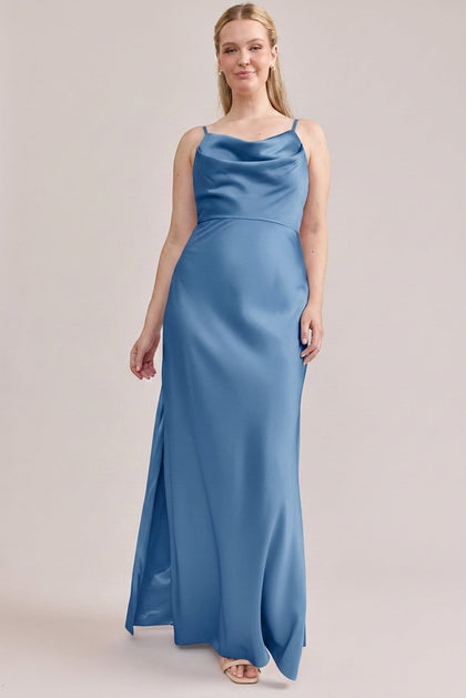 Nadia Satin Dress | Made To Order | True Blue