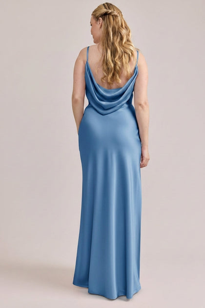 Nadia Satin Dress | Made To Order | True Blue