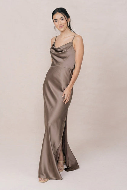 Nadia Satin Dress | Made To Order | Truffle