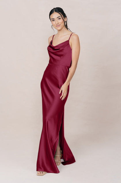 Nadia Satin Dress | Made To Order | Berry