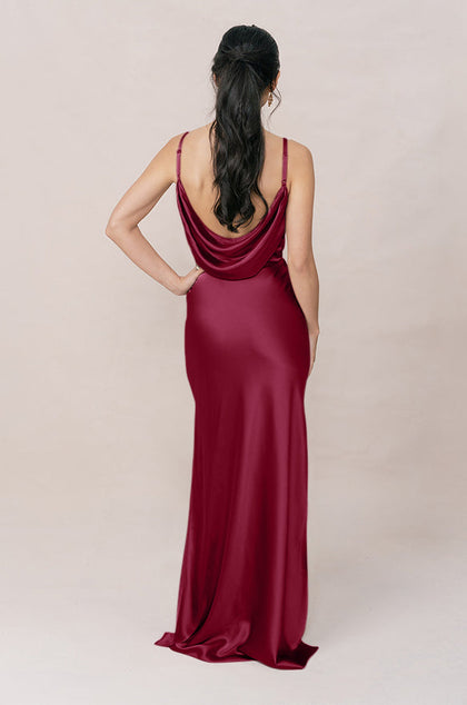 Nadia Satin Dress | Made To Order | Berry