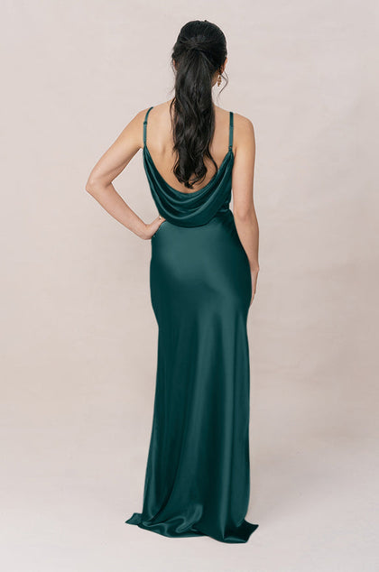Nadia Satin Dress | Made To Order | Emerald