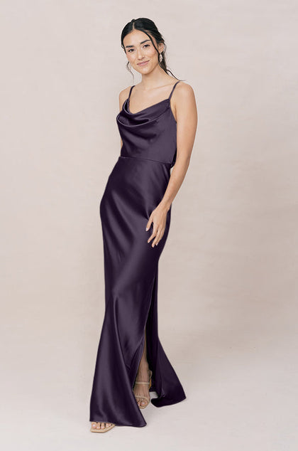Nadia Satin Dress | Made To Order | Eggplant