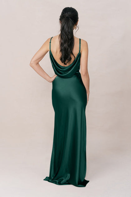 Nadia Satin Dress | Made To Order | Emerald