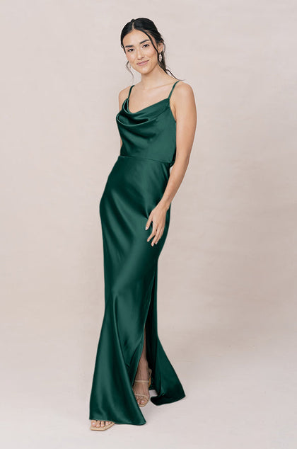 Nadia Satin Dress | Made To Order | Emerald