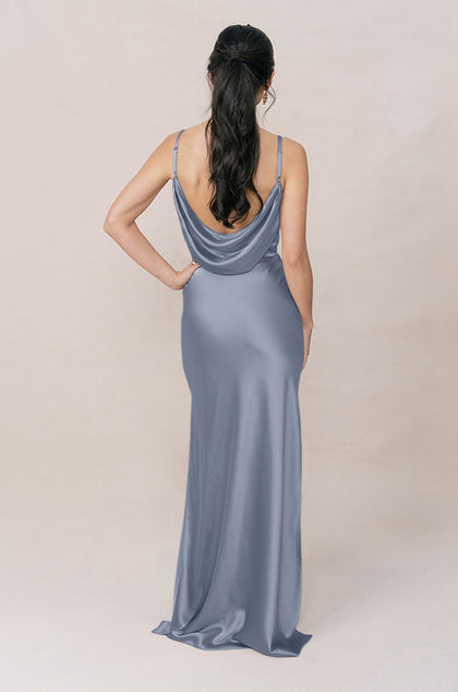 Nadia Satin Dress | Made To Order | French Blue