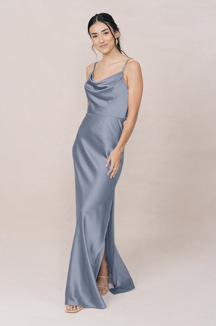 Nadia Satin Dress | Made To Order | French Blue