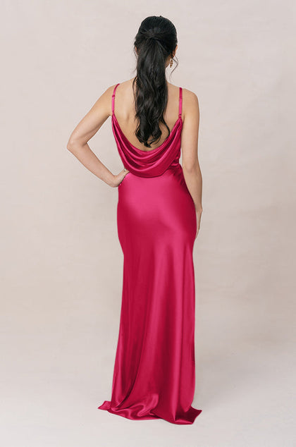 Nadia Satin Dress | Made To Order | Hot Pink