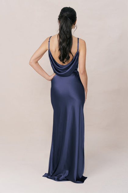 Nadia Satin Dress | Made To Order | Indie Blue