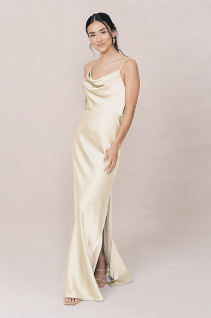Nadia Satin Dress | Made To Order | Pale Yellow