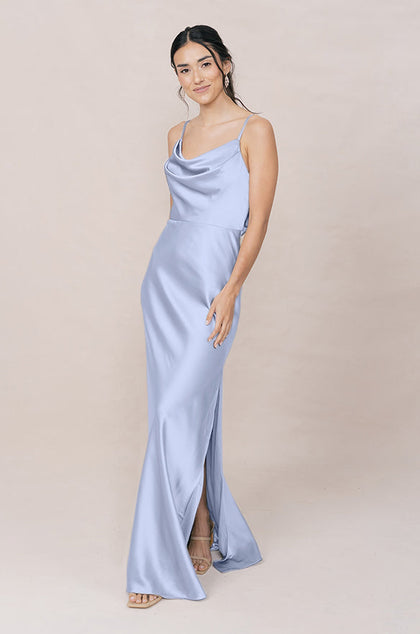 Nadia Satin Dress | Made To Order | Periwinkle