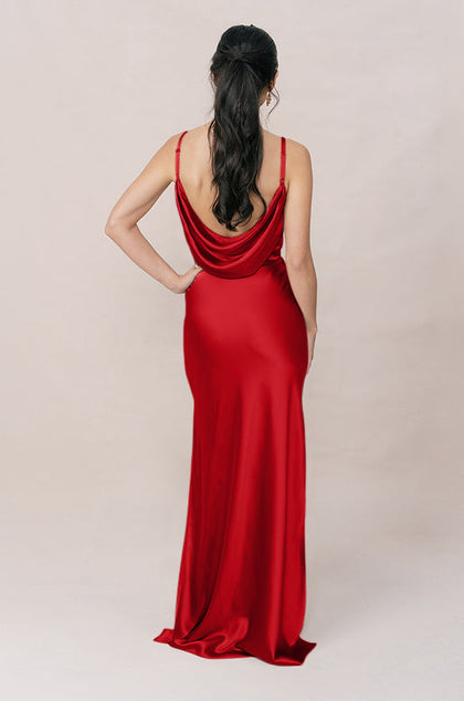 Nadia Satin Dress | Made To Order | Poppy Red