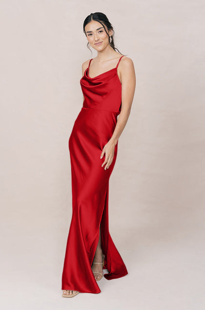 Nadia Satin Dress | Made To Order | Poppy Red