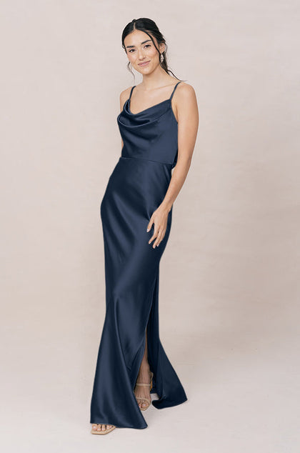 Nadia Satin Dress | Made To Order | Romantic Blue