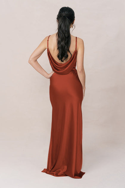 Nadia Satin Dress | Made To Order | Rust