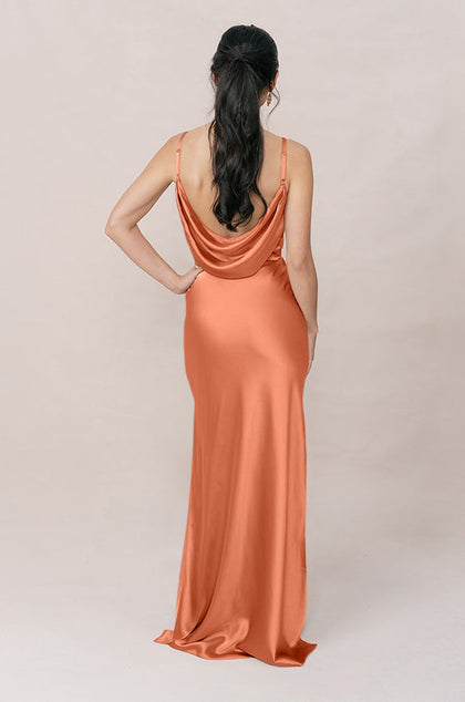 Nadia Satin Dress | Made To Order | Tangerine
