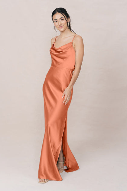 Nadia Satin Dress | Made To Order | Tangerine