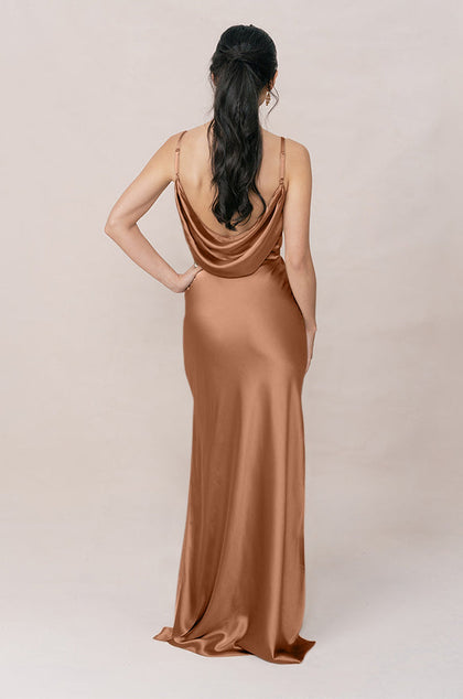 Nadia Satin Dress | Made To Order | Toffee