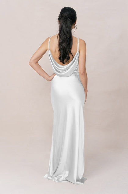Nadia Satin Dress | Made To Order | White Pearl