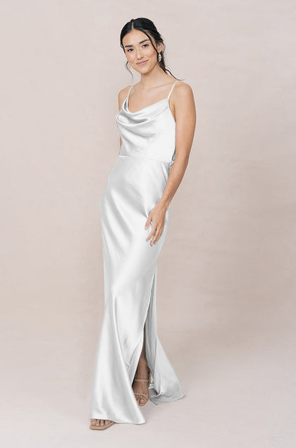Nadia Satin Dress | Made To Order | White Pearl