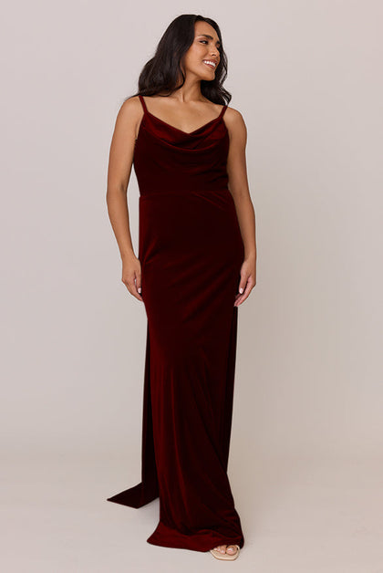 Nadia Velvet Dress | Made To Order | Burgundy