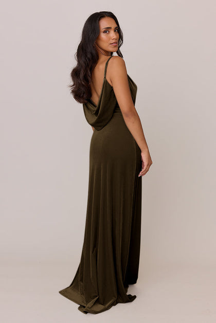 Nadia Velvet Dress | Made To Order | Olive