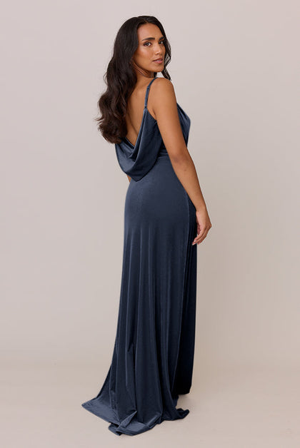 Nadia Velvet Dress | Made To Order | Indie Blue