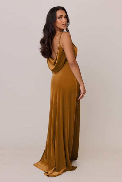 Nadia Velvet Dress | Made To Order | Mustard