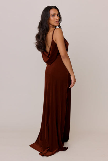 Nadia Velvet Dress | Made To Order | Terracotta