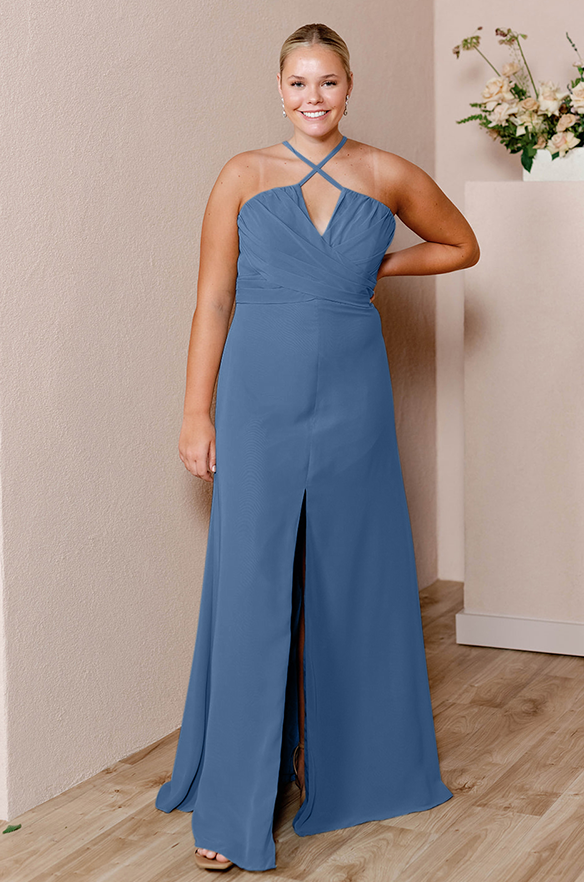 white christmas dresses Sample Dusty Blue Nayeli Chiffon Dress