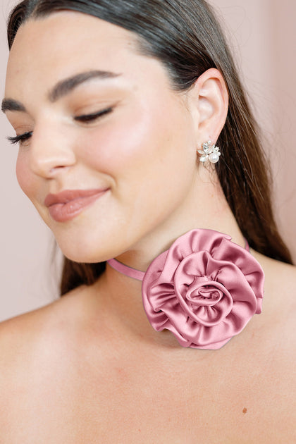 Satin Rose Neck Tie | Made To Order | Rosette