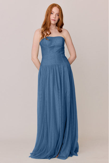 Nicola Tulle Dress | Made To Order | Dusty Blue