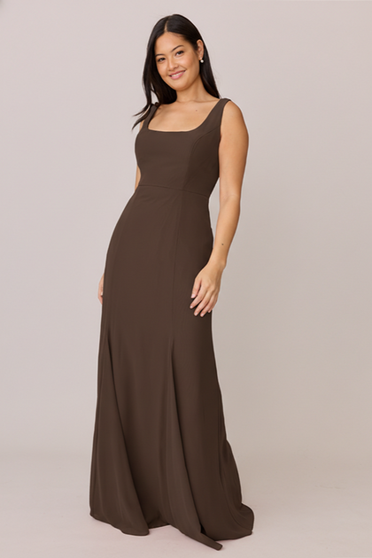 Nicole Chiffon Dress | Made To Order | Espresso