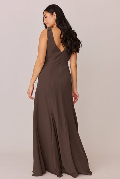 Nicole Chiffon Dress | Made To Order | Espresso