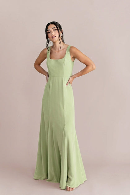 Nicole Chiffon Dress | Made To Order | Matcha