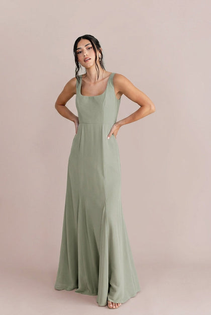Nicole Chiffon Dress | Made To Order | Moss
