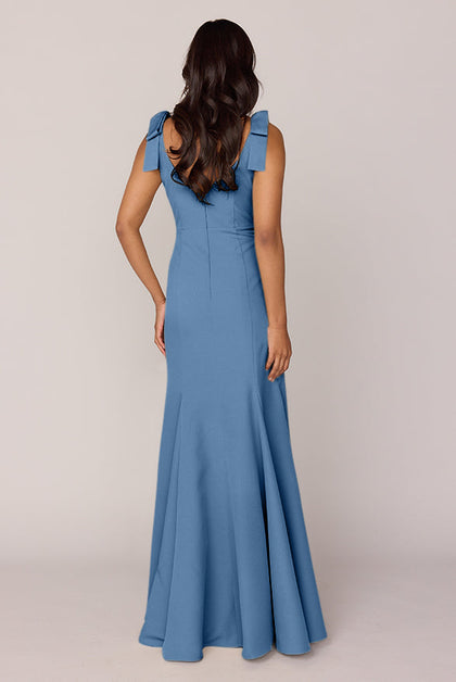 Nicole Crepe Dress | Made To Order | Dusty Blue