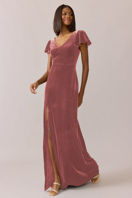 Nora Velvet Dress | Made To Order | Dusty Rose
